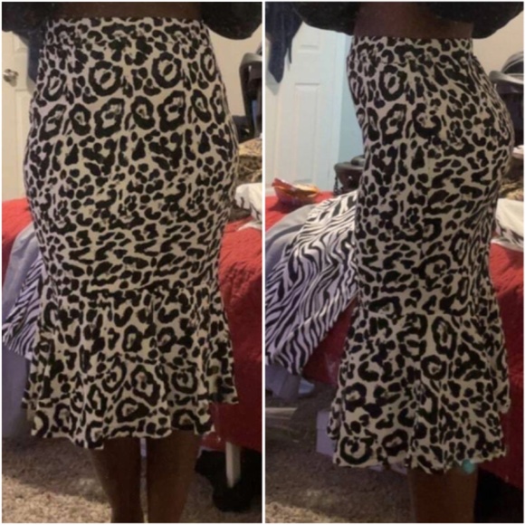 Luxe leopard Print Ruffle hem Midi Skirt - Picture 5 of 5